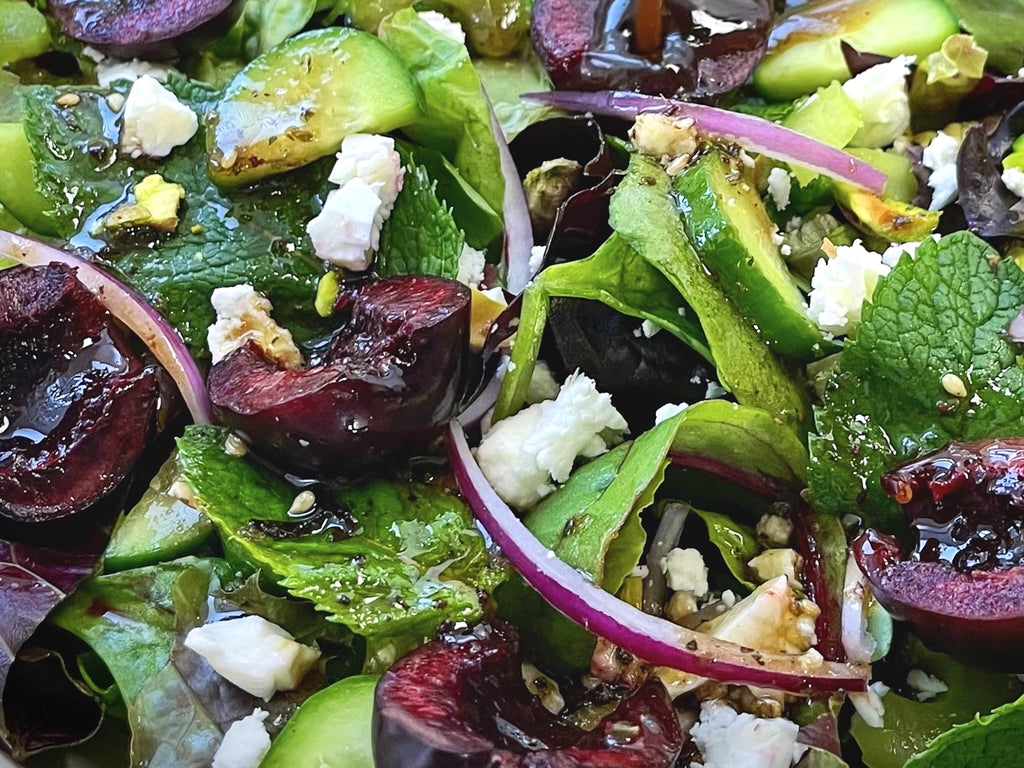 Cherry And Feta Salad With Pistachios